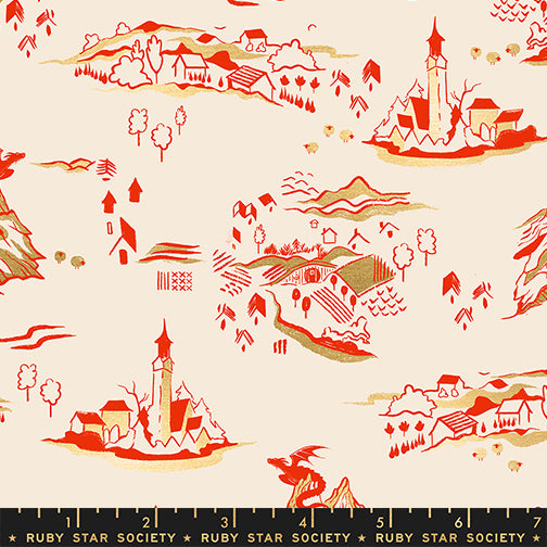 Fireglow Mountain View Dark Ruby Sarah Watts Ruby Star Society Moda Fabrics Cotton Fabric MD-RS2133-11M