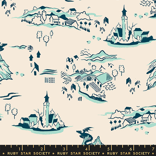 Fireglow Mountain View Frost Green Sarah Watts Ruby Star Society Moda Fabrics Cotton Fabric MD-RS2133-12