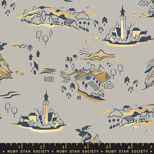Fireglow Mountain View Metallic Oyster Sarah Watts Ruby Star Society Moda Fabrics Cotton Fabric MD-RS2133-13M