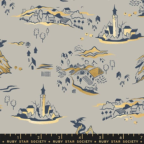 Fireglow Mountain View Metallic Oyster Sarah Watts Ruby Star Society Moda Fabrics Cotton Fabric MD-RS2133-13M | US Fabric Shop