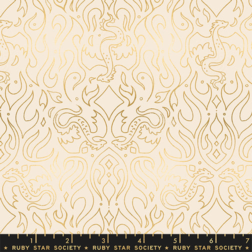 Fireglow Scribe Metallic Shell Cream Sarah Watts Ruby Star Society Moda Fabrics Cotton Fabric MD-RS2137-11M