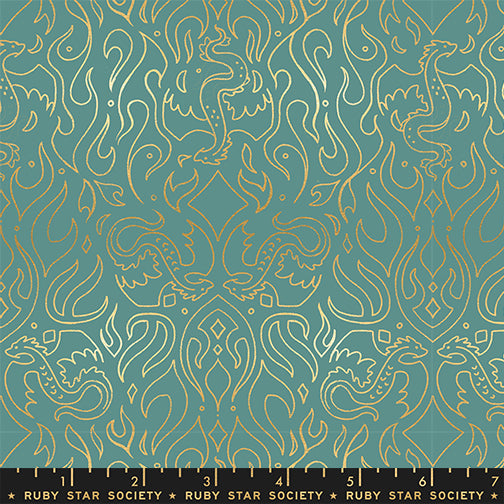 Fireglow Scribe Metallic Watercress Green Sarah Watts Ruby Star Society Moda Fabrics Cotton Fabric MD-RS2137-13M