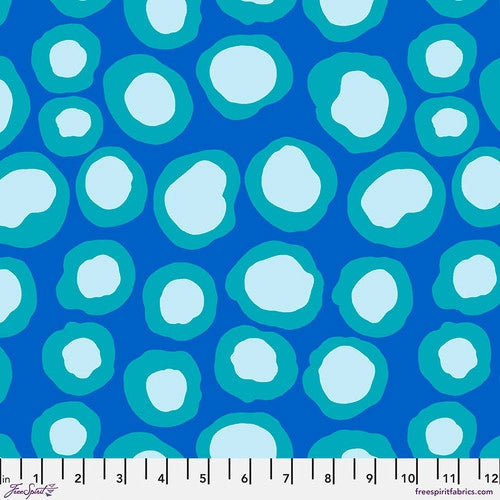 Fish Lips Blue Brandon Mably February 2023 Kaffe Fassett Collective Free Spirit Cotton fabric FS-PWBM007.BLUE