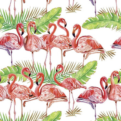 Flock Star Flamingo Flocks White Lucca Sheppard Blank Quilting Cotton Fabric