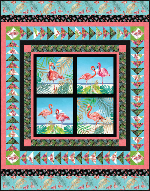Flock Star Flamingo Season Blank Quilting-FREE PATTERN