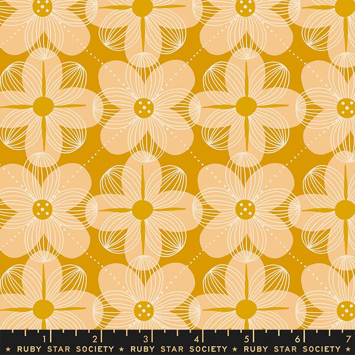 Floradora Dogwood Florals Cactus Yellow Metallic Jen Hewett of Ruby Star Society Moda Cotton Fabric