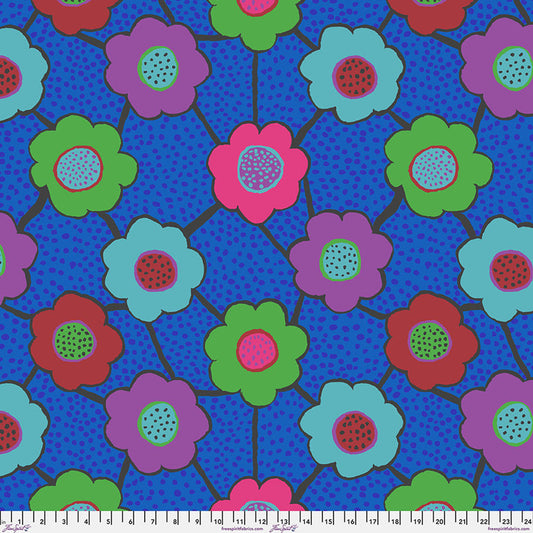 Floral Connections Blue Brandon Mably August 2025 Kaffe Fassett Collective Free Spirit Cotton Fabric FS-PWBM099.BLUE