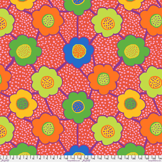 Floral Connections Red Brandon Mably August 2025 Kaffe Fassett Collective Free Spirit Cotton Fabric FS-PWBM099.RED