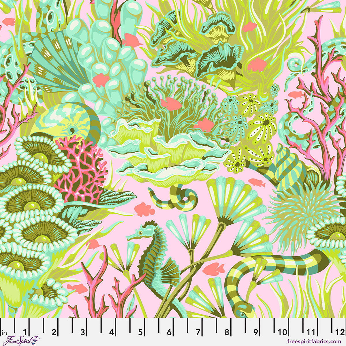 Floral Reef Reef What You Sew Coralline Tula Pink Free Spirit Cotton Fabric FS-PWTP264.CORALLINE