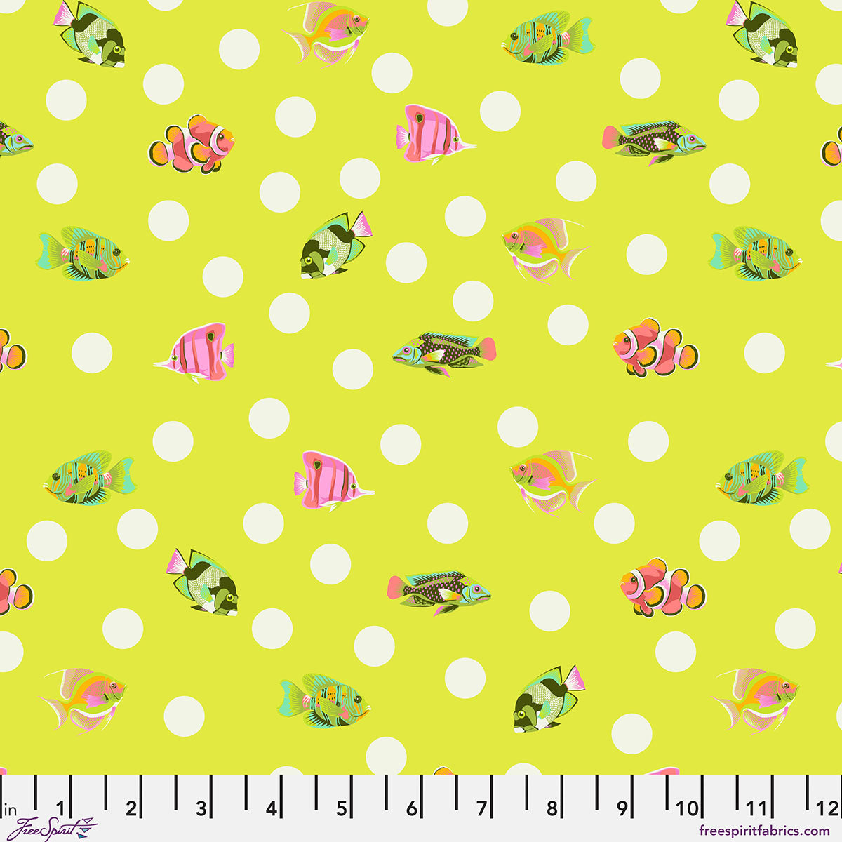 Floral Reef School Crossing Seagrass Tula Pink Free Spirit Cotton Fabric FS-PWTP268.SEAGRASS