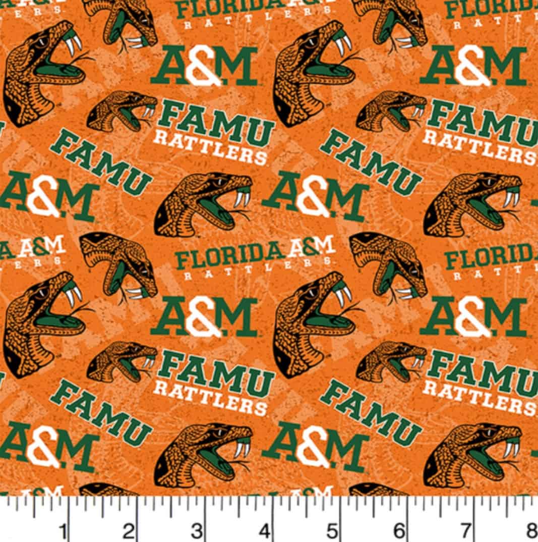 Florida A&M Rattlers NCAA College Tone on Tone Sykel Cotton Fabric FAM-1178