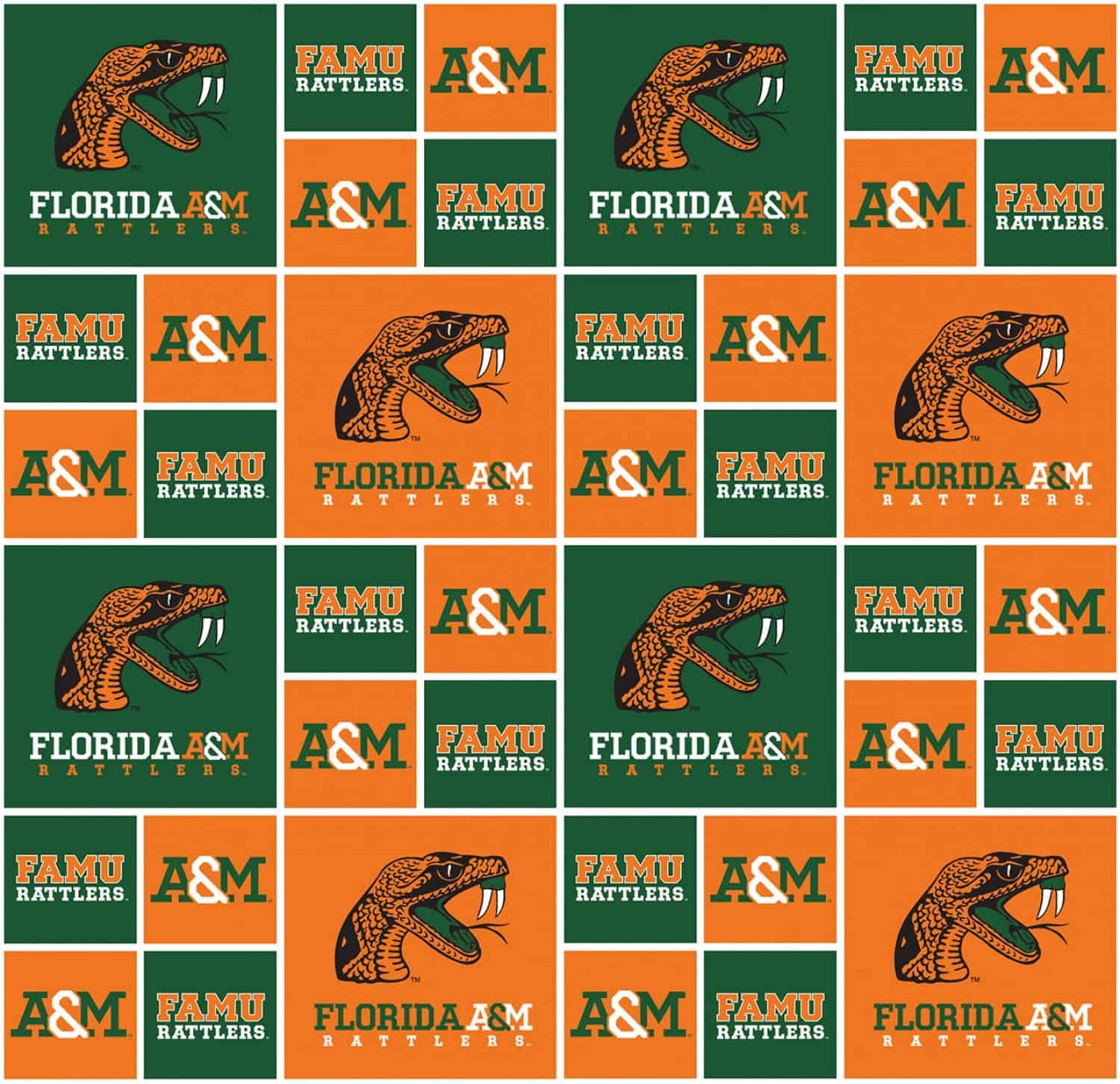 Florida A&M Rattlers NCAA College FAMU Box Sykel Cotton Fabric FAM-020