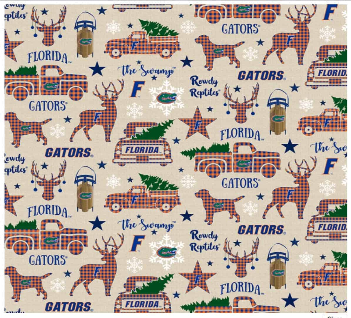 Florida Gators NCAA College Christmas Holiday Sykel Cotton Fabric FL-1213