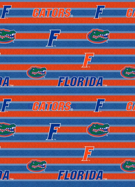Florida Gators NCAA College Polo Stripe Sykel Cotton Fabric FL-1133