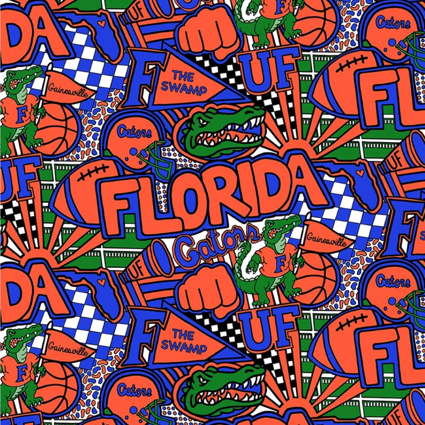 Florida Gators NCAA College Pop Art Sykel Cotton Fabric FL-1165