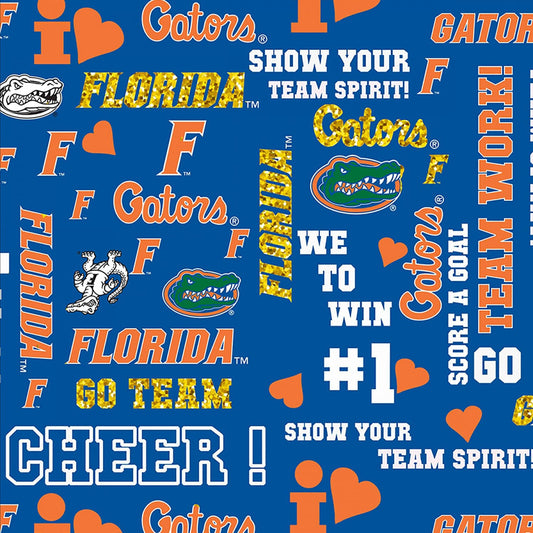 Florida Gators NCAA College Glitter Metallic Letter Sykel Cotton Fabric FL-1142