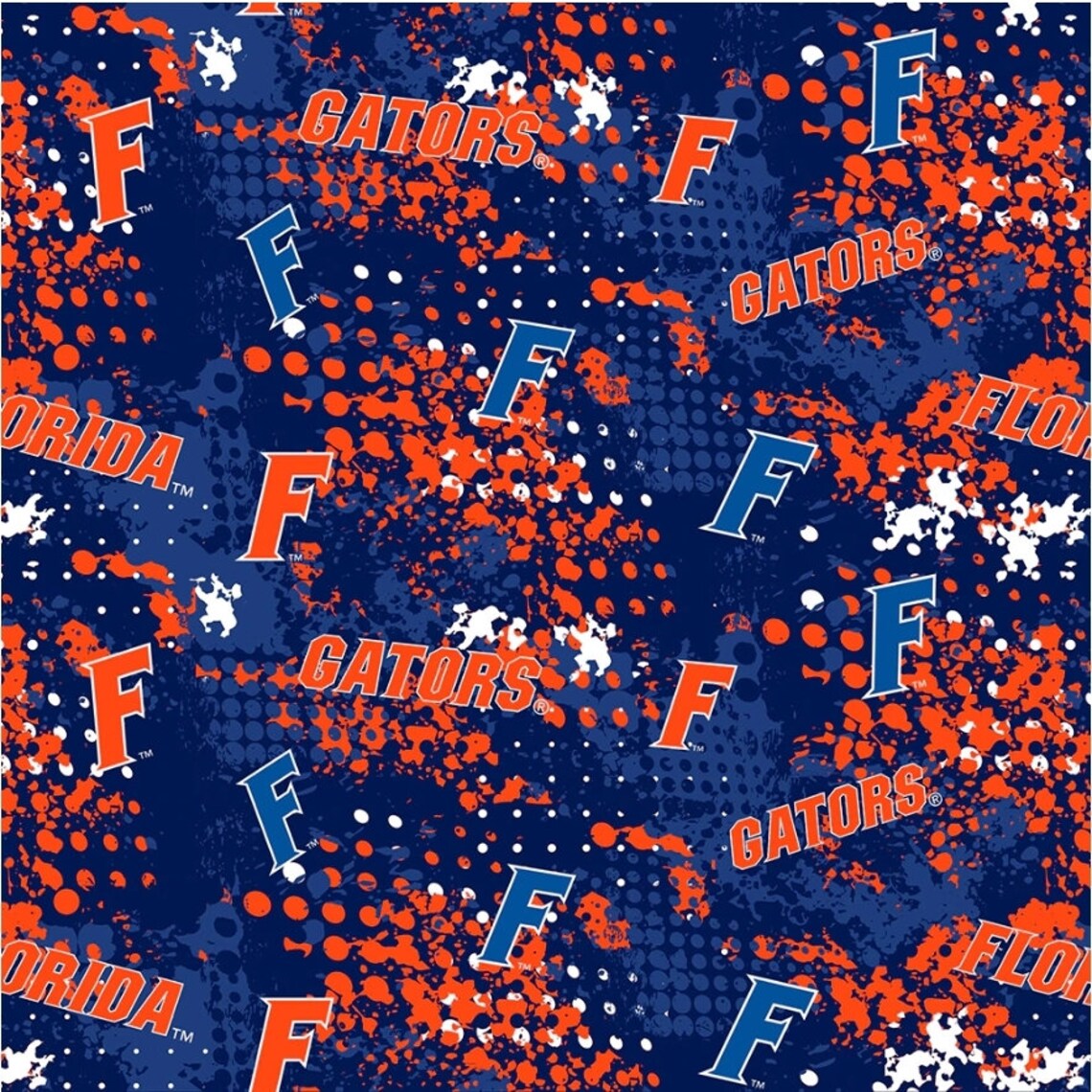 Florida Gators NCAA College Splatter Blue Sykel Cotton Fabric