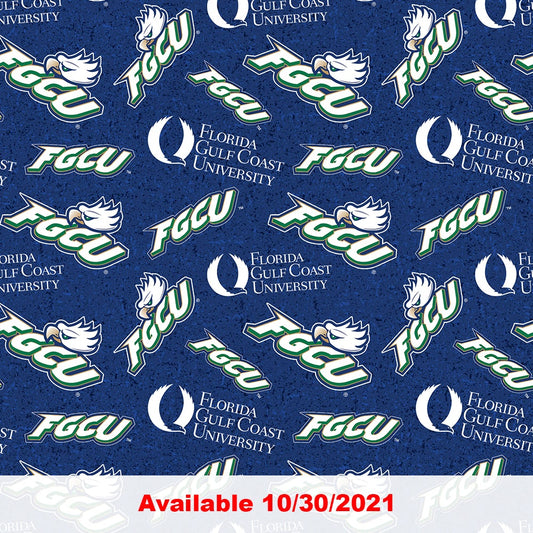 Florida Gulf Coast Eagles NCAA College Tone on Tone Sykel Cotton Fabric FGC-1178