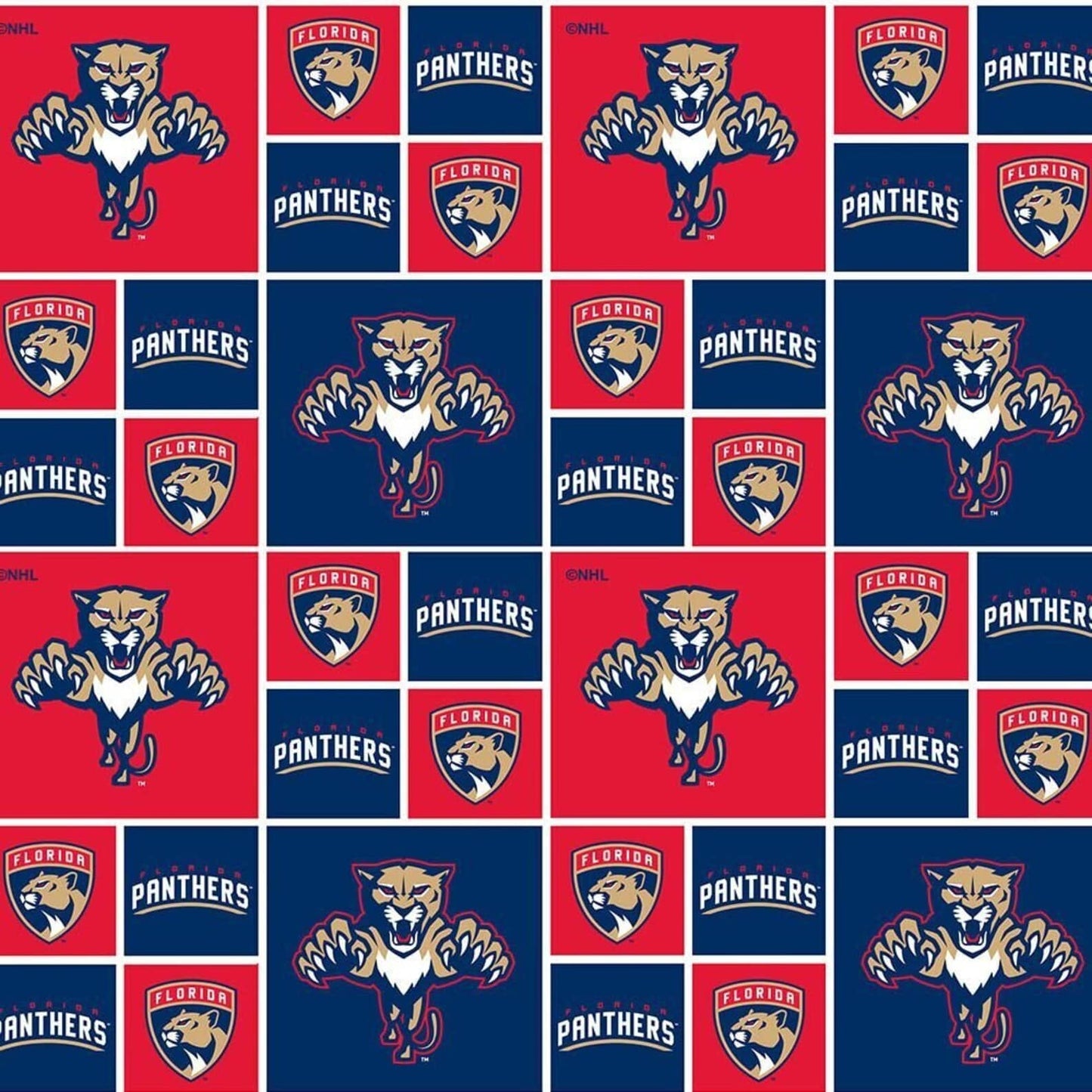 Florida Panthers NHL Hockey Box Design Cotton Fabric NHL-020 PAN