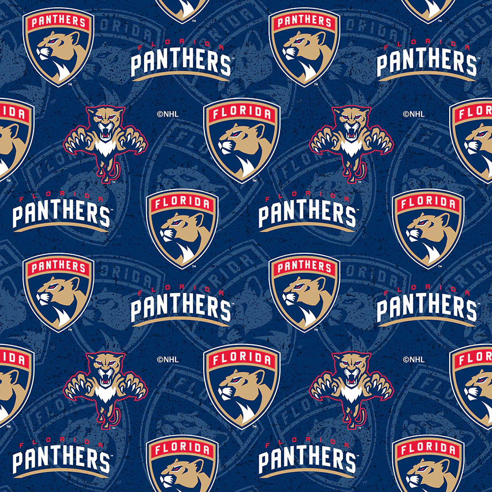 Florida Panthers NHL Hockey Tone on Tone Cotton Fabric  NHL-1199-PAN