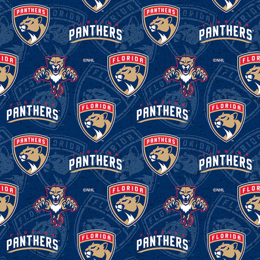 Florida Panthers NHL Hockey Tone on Tone Cotton Fabric  NHL-1199-PAN