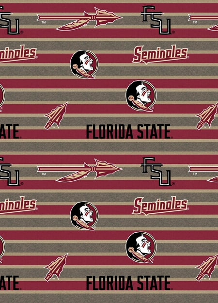 Florida State Seminoles NCAA College FSU Polo Stripe Sykel Cotton Fabric FSU-1133