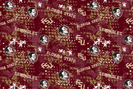 Florida State Seminoles NCAA College Splatter Sykel Cotton Quilting FSU-835