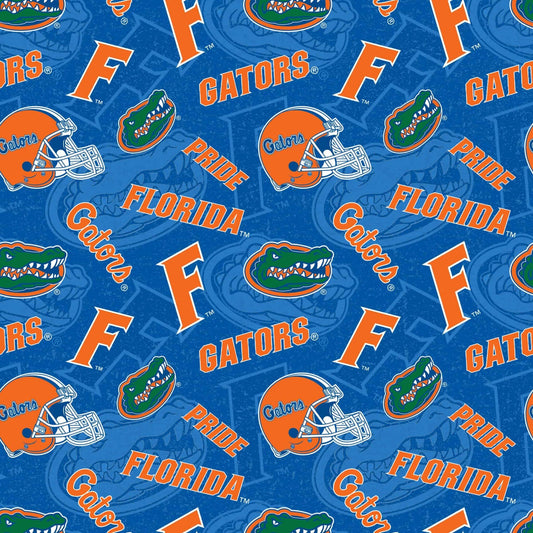 Florida Gators NCAA College Tone on Tone Blue Sykel Cotton Fabric FL-1178