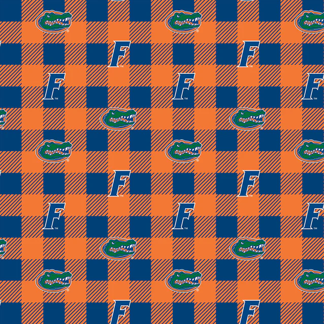 Florida Gators NCAA College Buffalo Plaid Sykel Enterprises Polyester Fleece Fabric FL-1190