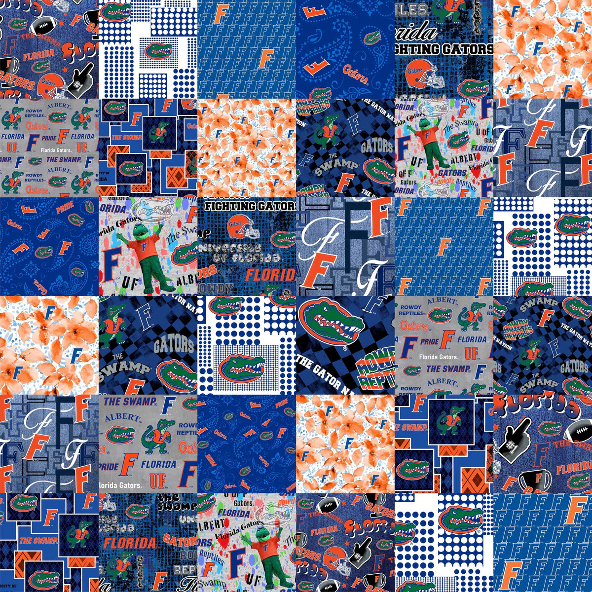 Florida Gators NCAA College Cheater Quilt Allover 60" Sykel Cotton Fabric SYK-FL-1363
