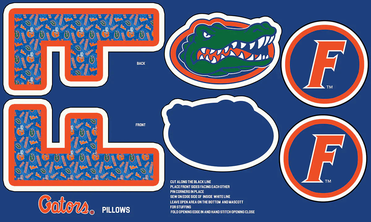 Florida Gators NCAA Collegiate Pillow Project 36 x 60 inches Sykel Polyester Minky Fabric
