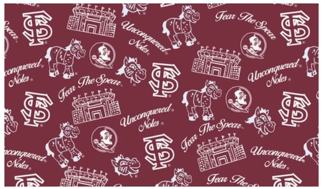 Florida State Seminoles NCAA College Mini Stadium Logo Sykel Enterprises Cotton Fabric FSU-1389