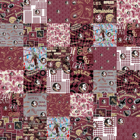 Florida State Seminoles NCAA College Cheater Quilt Allover 60" Sykel Cotton Fabric SYK-FSU-1363