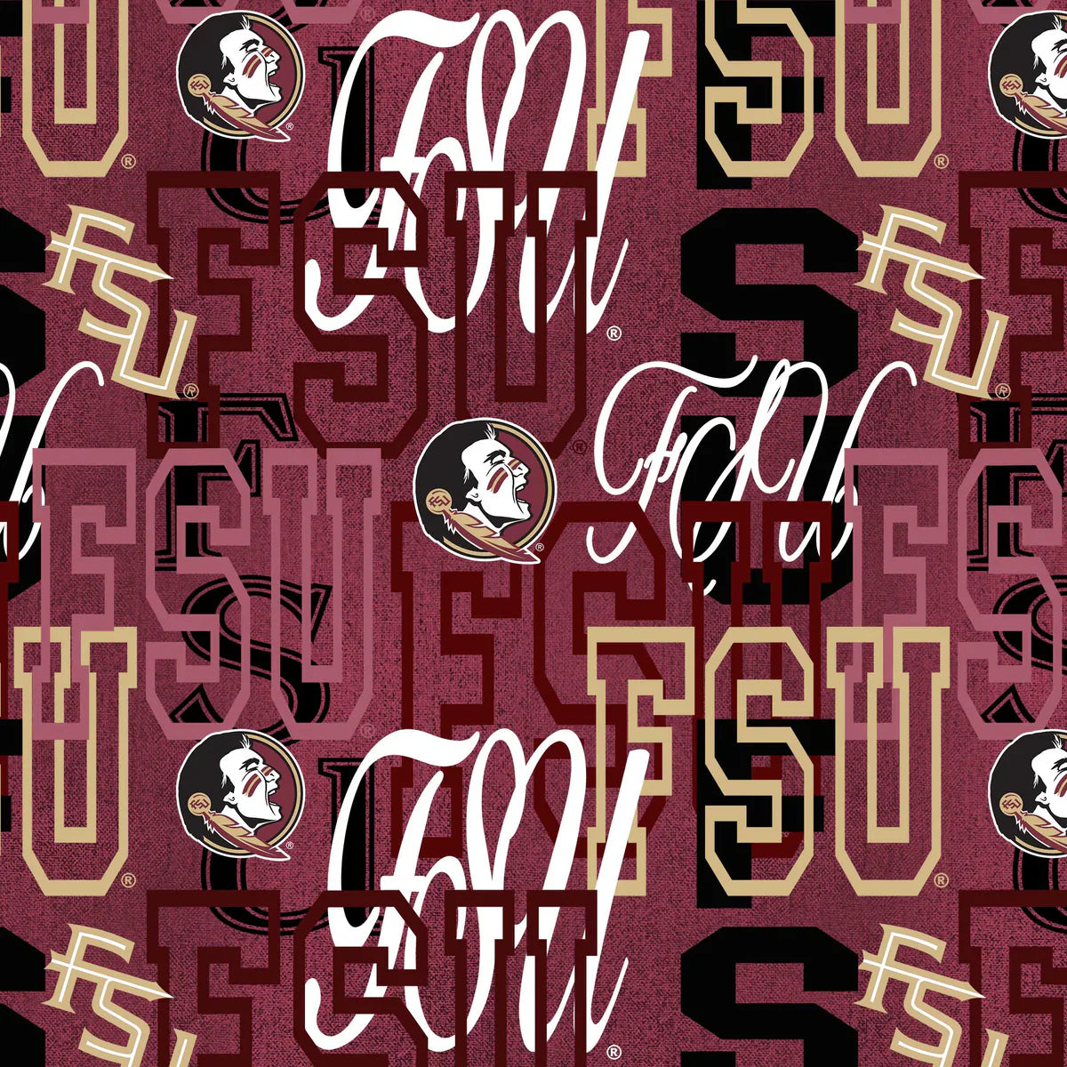 Florida State Seminoles NCAA College Letters Sykel Cotton Fabric SYK-FSU-1372