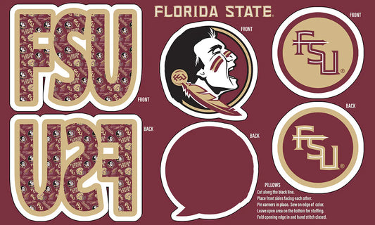 Florida State Seminoles NCAA Collegiate Pillow Project 36 x 60 inches Sykel Polyester Minky Fabric