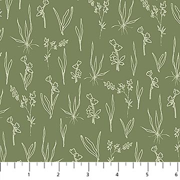 Flourish Line Floral Green Hina Mirza Figo Northcott Fabrics Cotton Fabric NC-91179-75