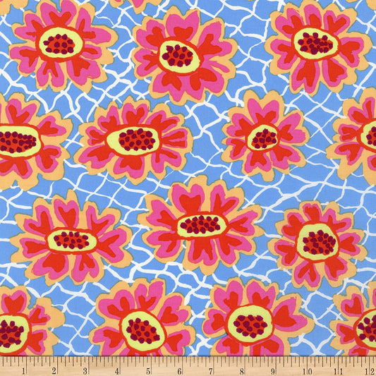 Flower Net Blue Brandon Mably February 2023 Kaffe Fassett Collective Free Spirit Cotton Fabric  FS PWBM081.BLUE