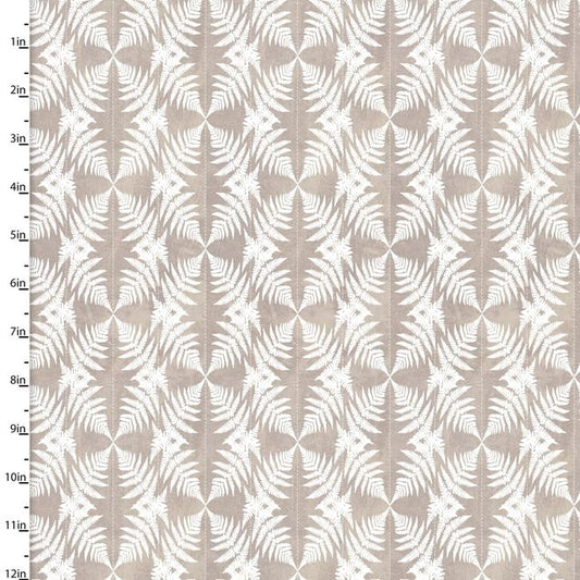 Flower Junction Geo Ferns Beige Jennifer Ellory 3 Wishes Cotton Fabric