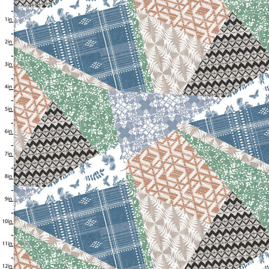 Flower Junction Scrappy Patches Multi Jennifer Ellory 3 Wishes Cotton Fabric