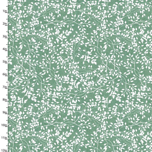 Flower Junction Tangling Vines Green Jennifer Ellory 3 Wishes Cotton Fabric