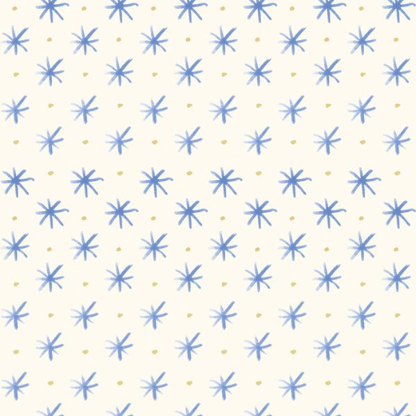 Flowers Stars Cornflower Blue Bluebellgray Lewis & Irene Cotton Fabric LI-BG039