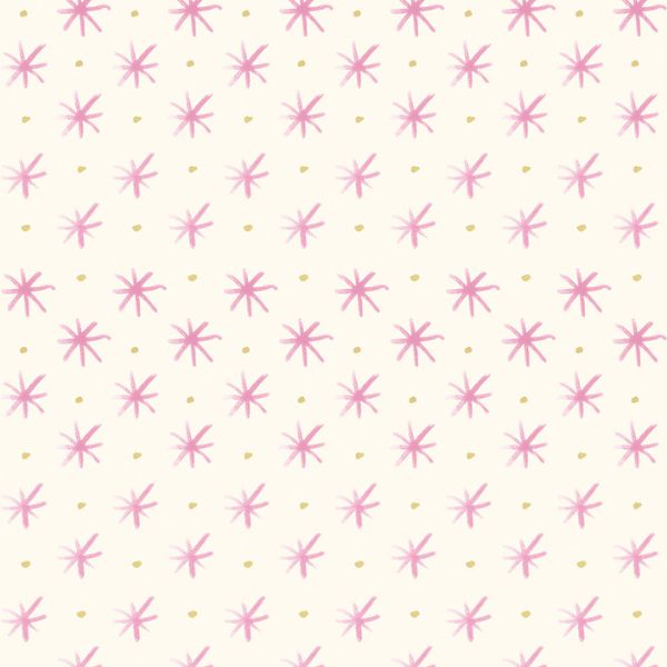 Flowers Stars Rose Pink Bluebellgray Lewis & Irene Cotton Fabric