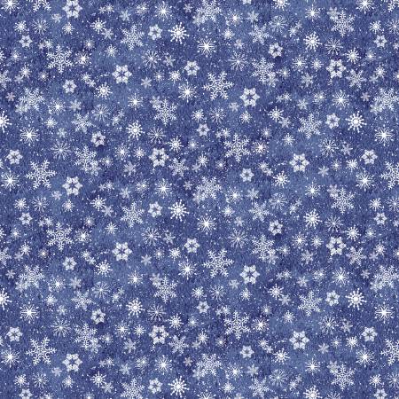 Flurry Friends White Snowflakes Navy Blue Barb Tourtillotte Henry Glass Cotton Fabric HG-359-77