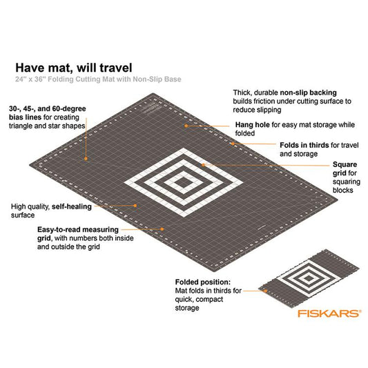 Folding Cutting Mat Grey 24"x36" Fiskars 193910-1001