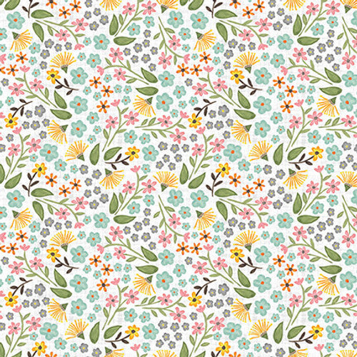 Folk Garden Small Ditsy Floral Lt. Blue Color Pop Studios Blank Quilting Fabric