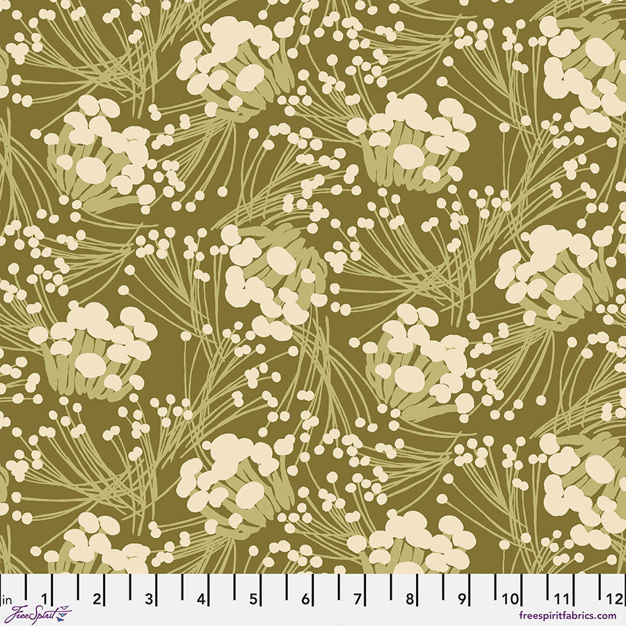 Forage Enoki Moss Martha Negley Free Spirit Cotton Fabric FS-PWMN071.MOSS
