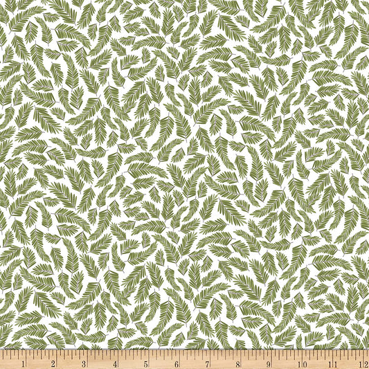 Forest Palm Trees White Little Bit of Magic Fleur Timeless Treasures Cotton Fabric TT-CD8874 White