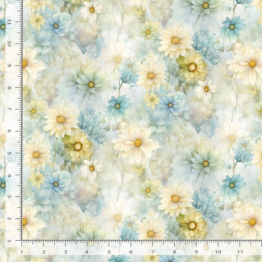 Forest Whisper Daisy Bloom Blue Timeless Treasures Cotton Fabric TT-FLEUR-CD3685-BLUE