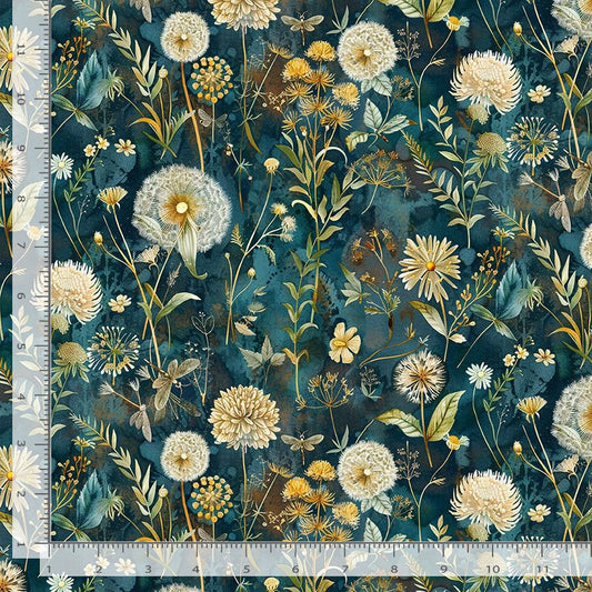 Forest Whisper Midnight Wild Floral Night Timeless Treasures Cotton Fabric TT-FLEUR-CD3683-NIGHT