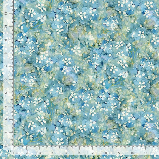 Forest Whisper Tonal Floral Blue Timeless Treasures Cotton Fabric TT-FLEUR-CD3687-BLUE